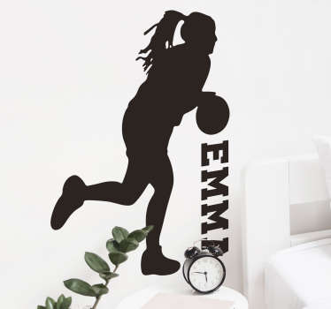 Silhouette stickers basketbalspeelster met naam