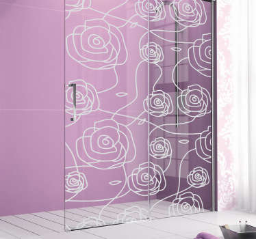 Sticker badkamer douchedeur rozen