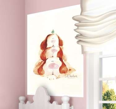 Sticker drie honden met vogel