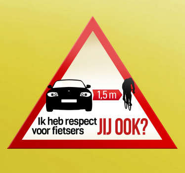 Sticker gevarendriehoek respect fietsers