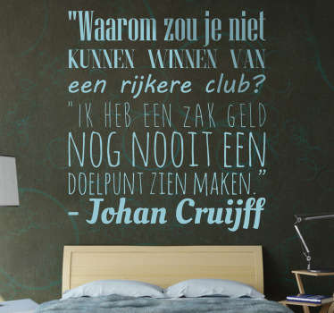 Sticker Johan Cruijff winnen van een zak geld