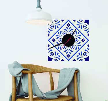 Sticker klok Klok sticker delfts blauw