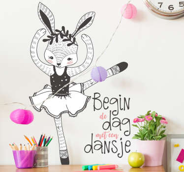 Tekst muursticker begin de dag met een dansje