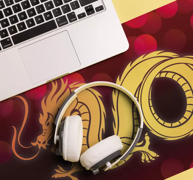 Anime muismat gouden draak illustratie - TenStickers