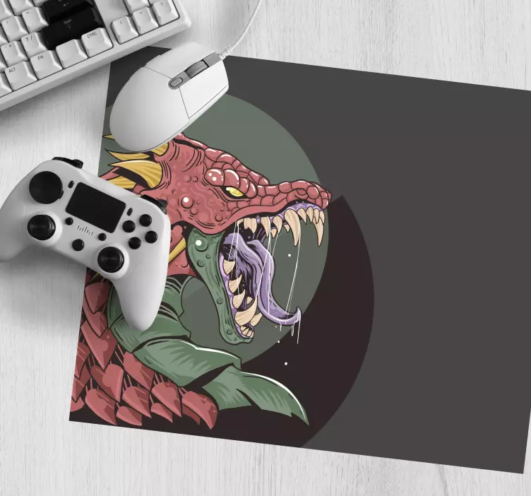 Gaming muismat ferocious dragon head - TenStickers