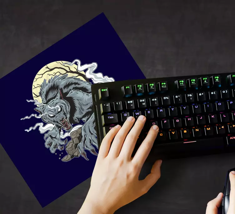 Gaming muismat fierce wolf howl - TenStickers