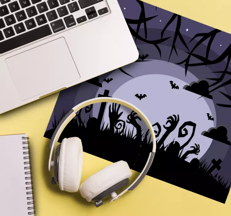 Gaming muismat griezelige begraafplaats scene - TenStickers