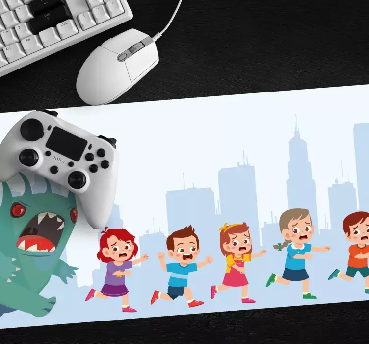 Gaming muismat kinderen vluchten voor monster - TenStickers