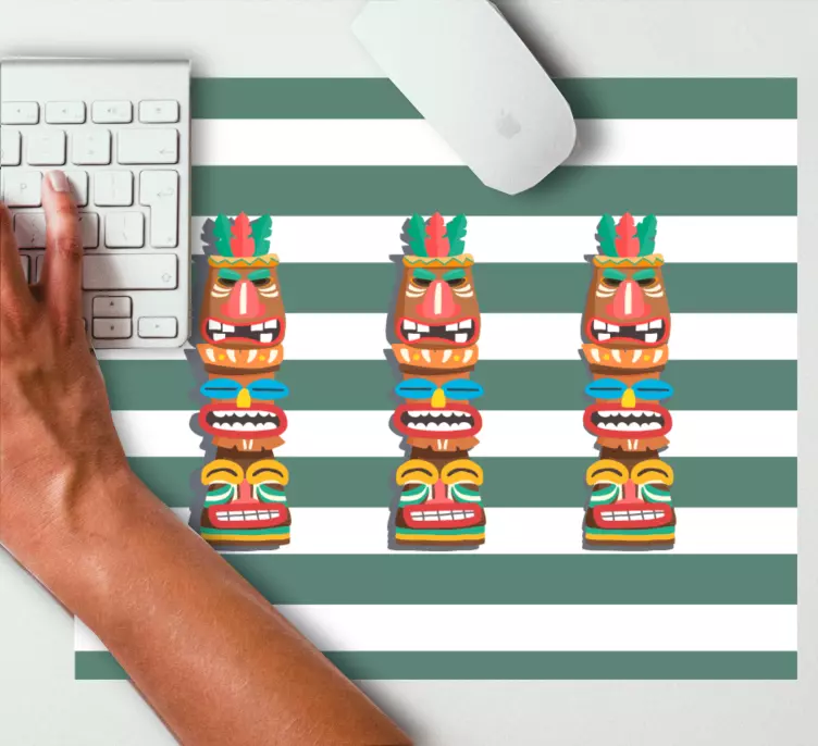 Gaming muismat kleurrijke tiki gezichten - TenStickers