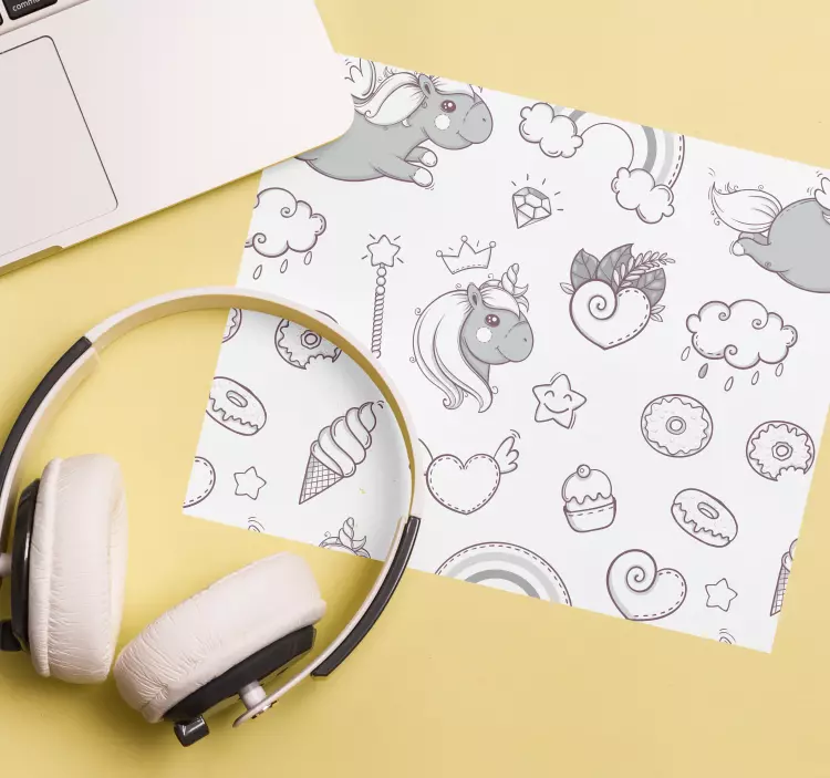 Gaming muismat schattige eenhoorn figuren - TenStickers