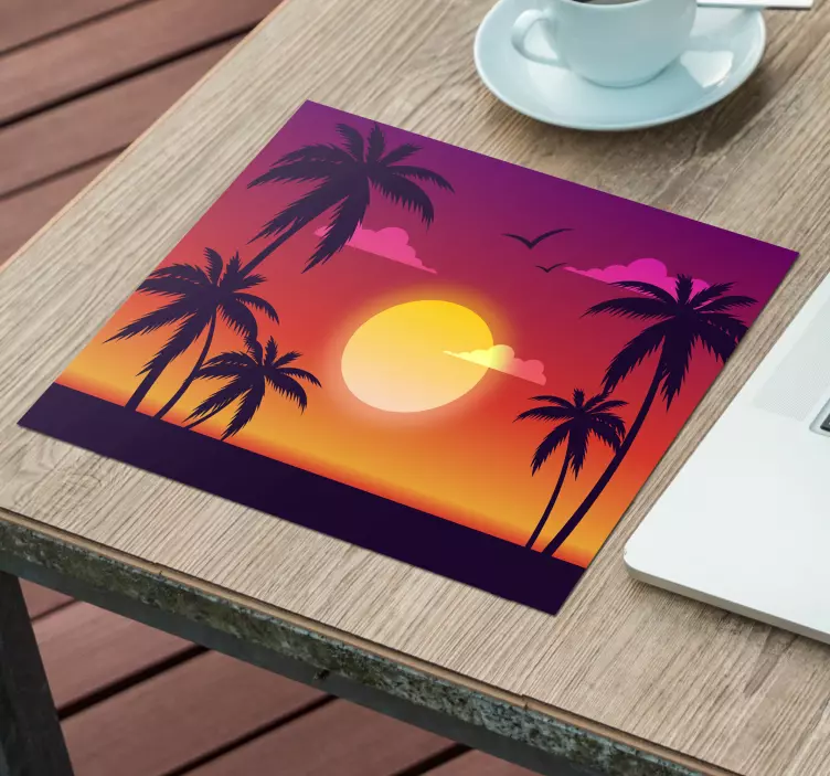 Gaming muismat sunset palm silhouet - TenStickers