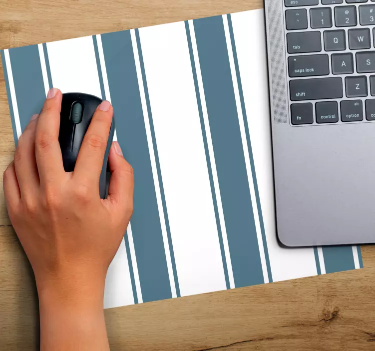 Gestreept blauw en wit motief patronen muismat - TenStickers