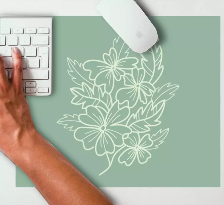 Groene minimalistische mooie bloem meer muismatten - TenStickers