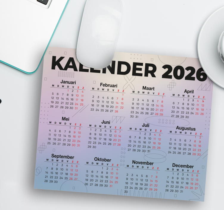 Muismat kalender 2026 - TenStickers