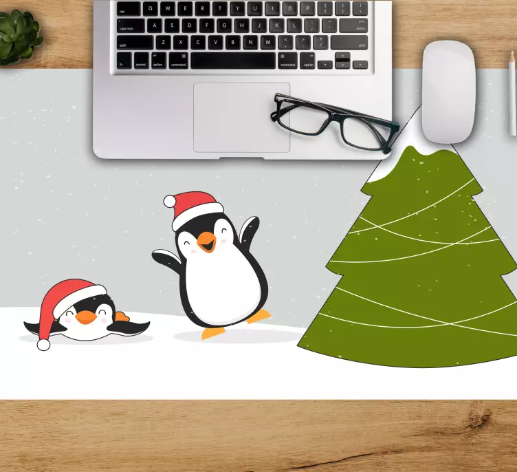 Muismat kerst feestelijke pinguïns viering - TenStickers