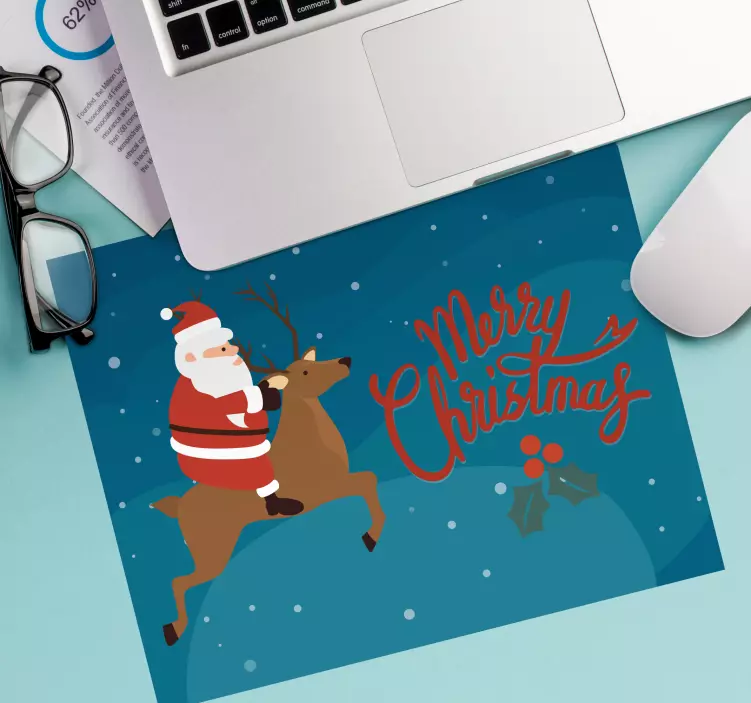 Muismat kerst kerstman op rendier - TenStickers