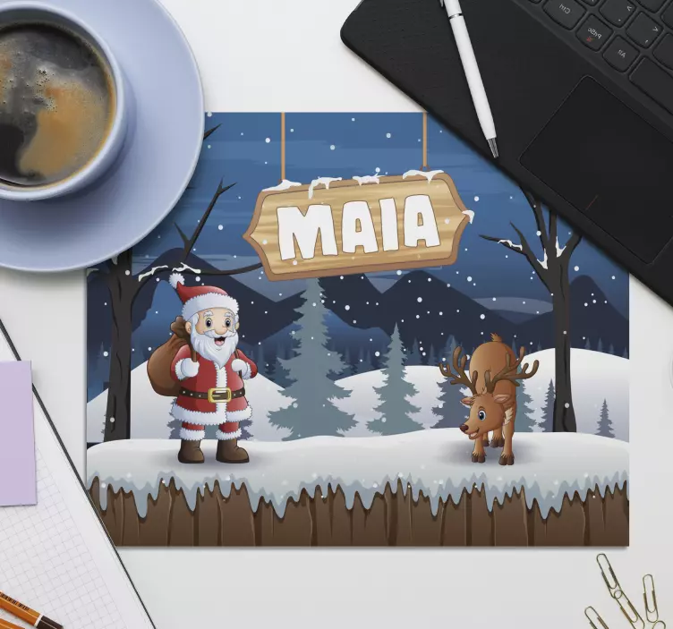 Muismat kerst met santa en rendieren - TenStickers