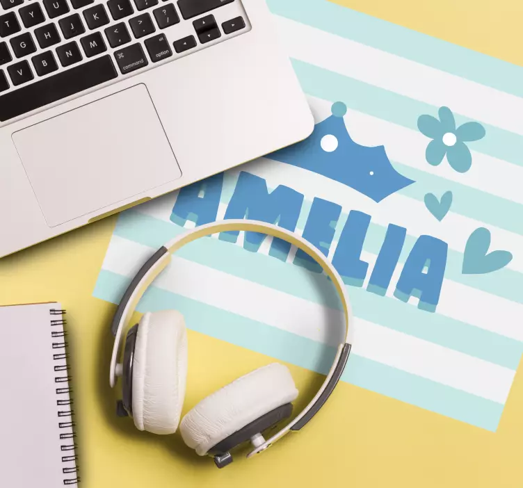 Muismat met naam amelia kroonpatroon - TenStickers