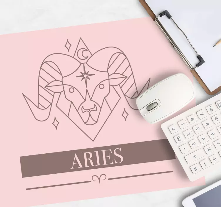 Muismat met naam aries zodiac symbool - TenStickers
