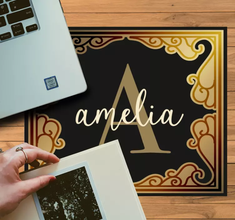 Muismat met naam elegante monogram ontwerp - TenStickers