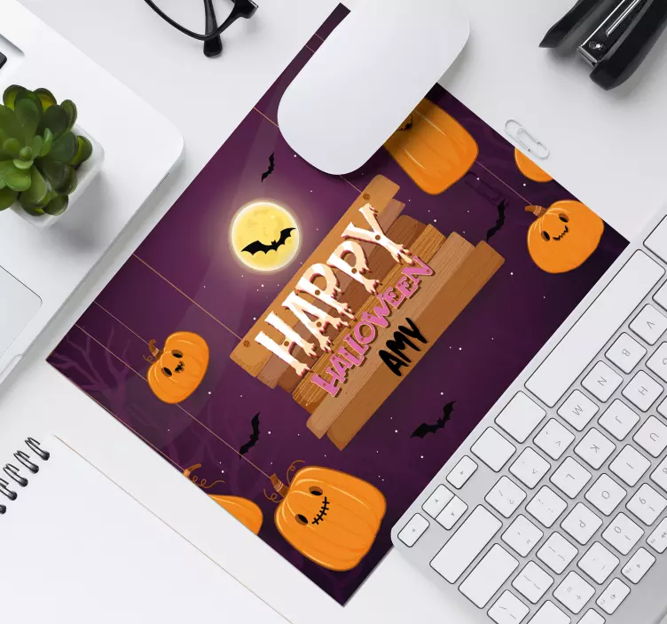 Muismat met naam Gepersonaliseerde happy halloween mousepad - TenStickers
