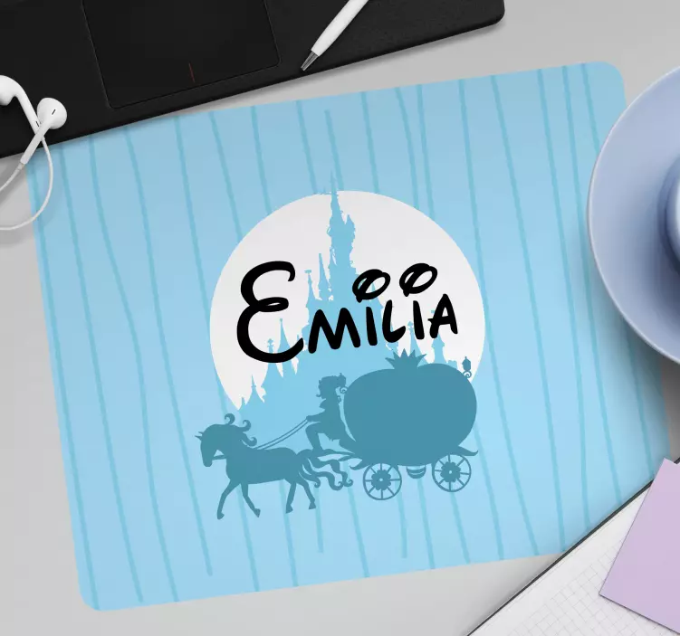 Muismat met naam gepersonaliseerde koets scène - TenStickers