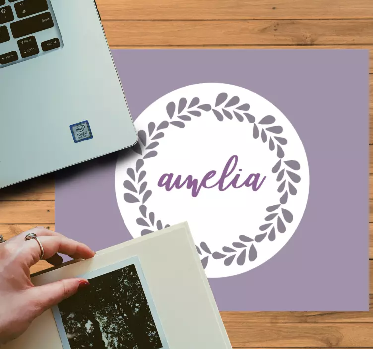 Muismat met naam gepersonaliseerde naam cirkel - TenStickers