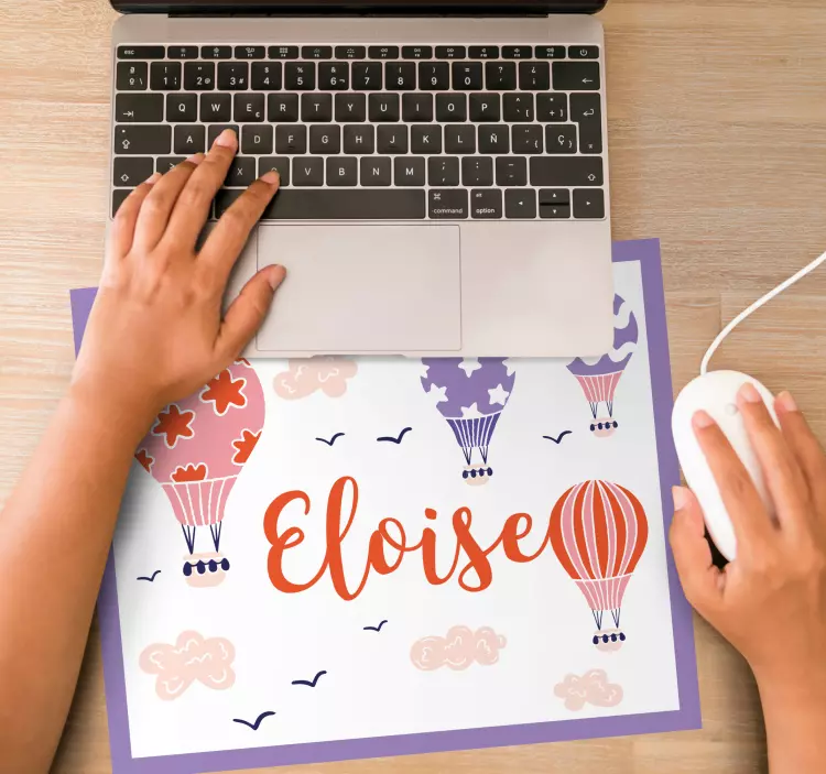 Muismat met naam kleurrijke luchtballonnen - TenStickers