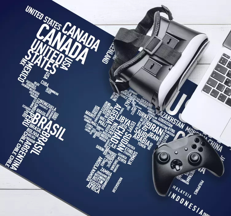 XXL Wereldkaart landen muismat - TenStickers