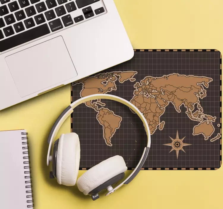 Muismat wereldkaart uitgebreide wereldkaart - TenStickers