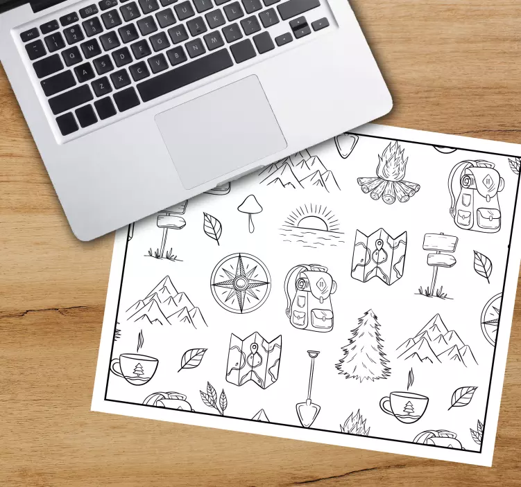 Originele muismat camping avontuur elementen - TenStickers