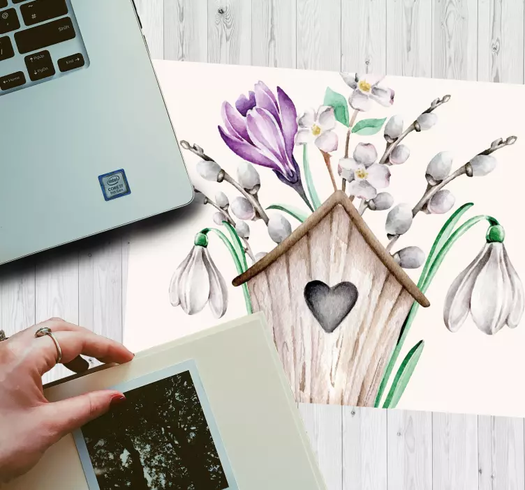 Originele muismat charmante vogelhuisjes boeket - TenStickers