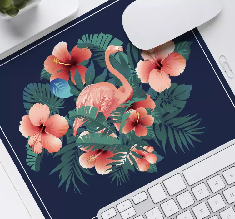 Originele muismat flamingo bloemen scene - TenStickers