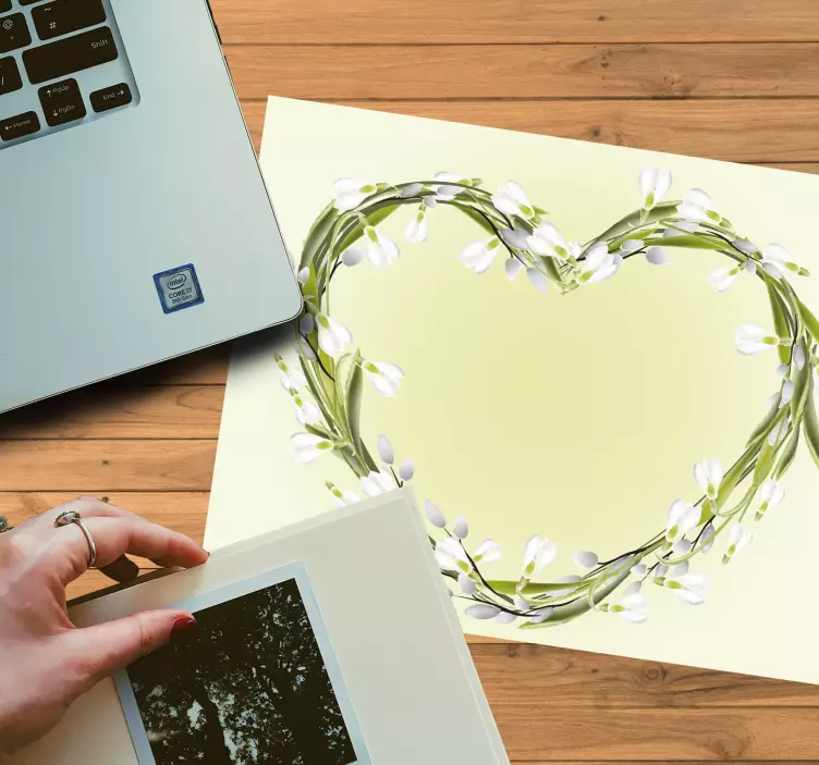 Originele muismat hartvormig bloemarrangement - TenStickers