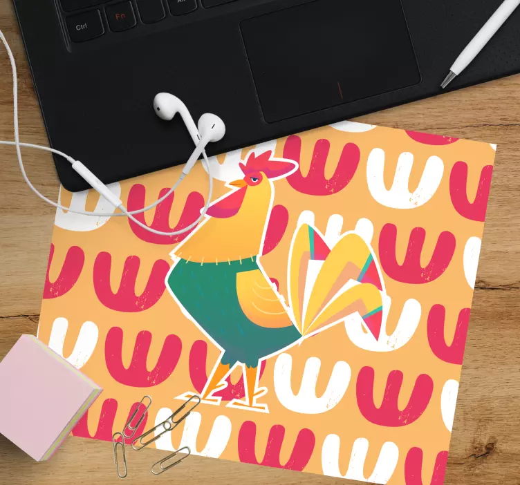 Originele muismat kleurrijk haanpatroon - TenStickers