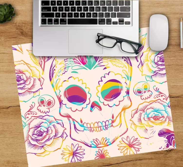 Originele muismat kleurrijke bloem skull - TenStickers