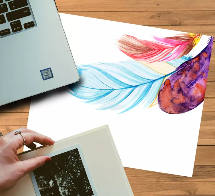 Originele muismat kleurrijke veer kunst - TenStickers