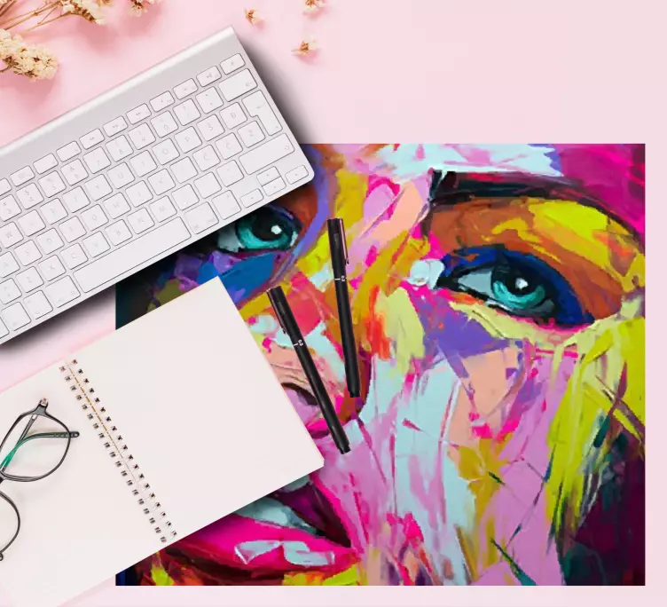 Originele muismat kleurvol vrouwenportret - TenStickers