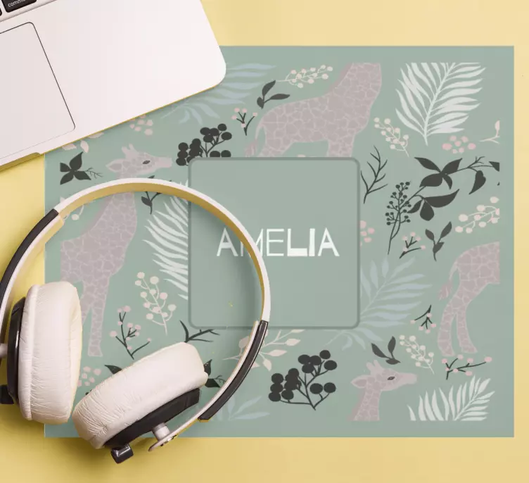 Originele muismat met bloemen en dierenpatroon - TenStickers