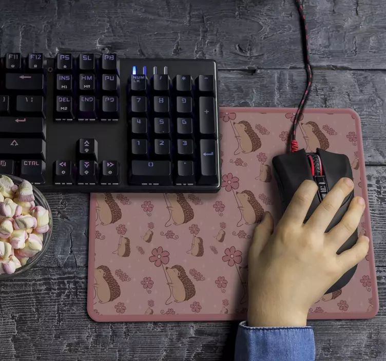 Originele muismat met egel bloemenpatroon - TenStickers