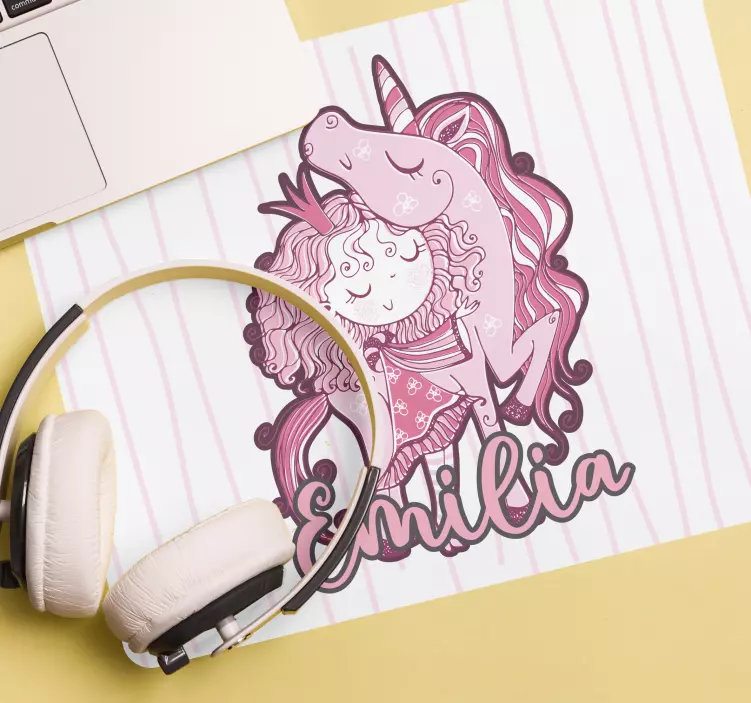 Originele muismat met speelse eenhoorn illustratie - TenStickers