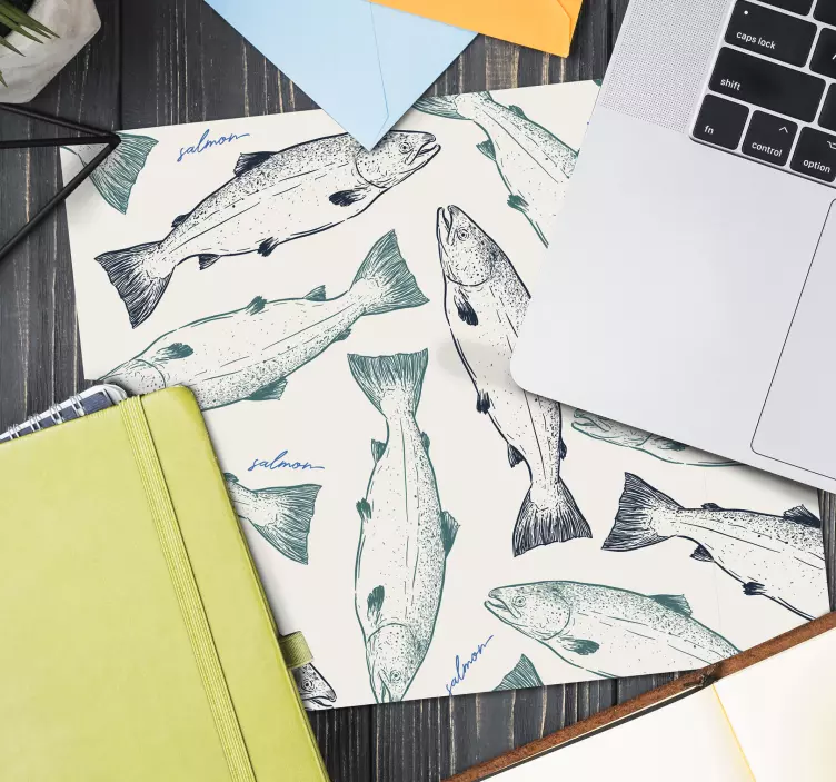 Originele muismat met zalm patroonprint - TenStickers