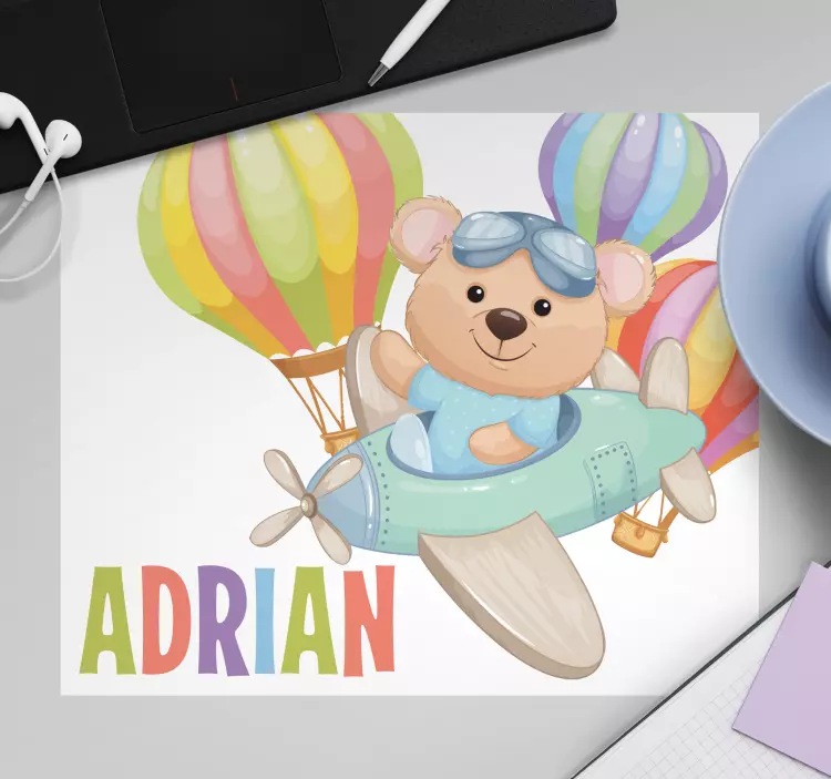 Originele muismat speelse beer avontuur - TenStickers