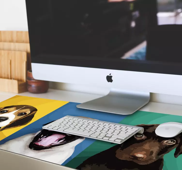 Originele muismat speelse honden trio - TenStickers