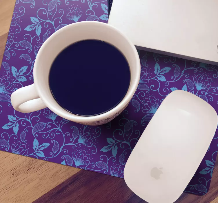 Patronen muismat bloemig blauw detail - TenStickers