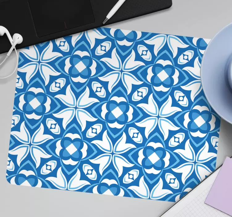 Patronen muismat bloemig blauw motief - TenStickers
