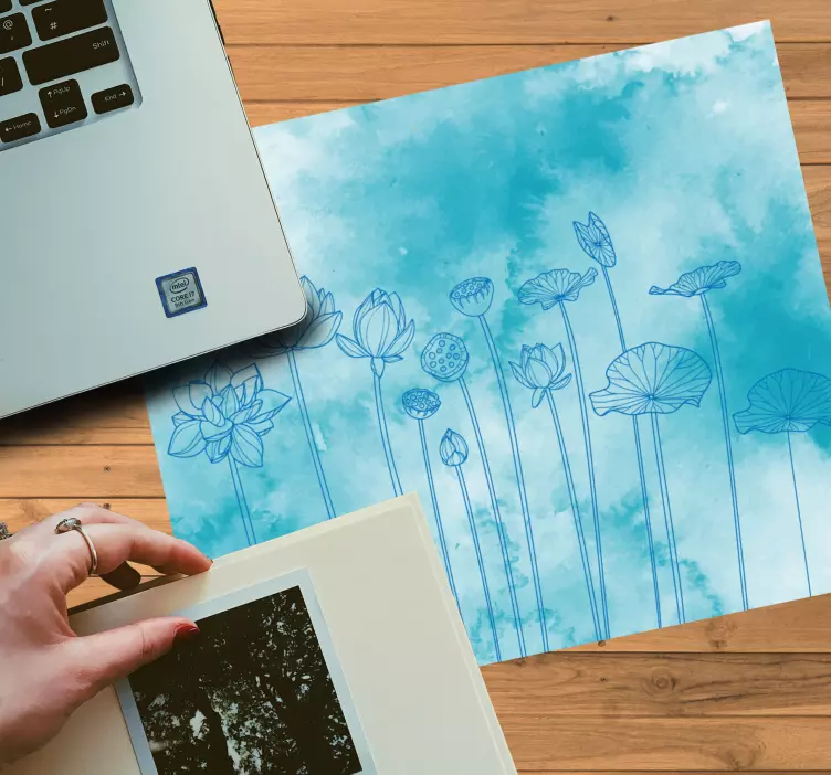 Patronen muismat bloemig blauw patroon - TenStickers