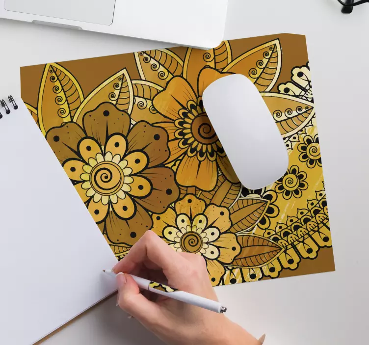 Patronen muismat bloemig draaiend motief - TenStickers