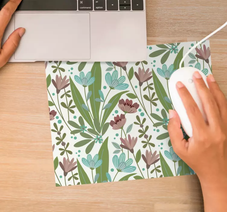 Patronen muismat bloemig groen motief - TenStickers