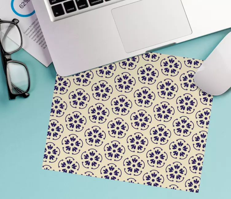 Patronen muismat bloemig tegel motief - TenStickers
